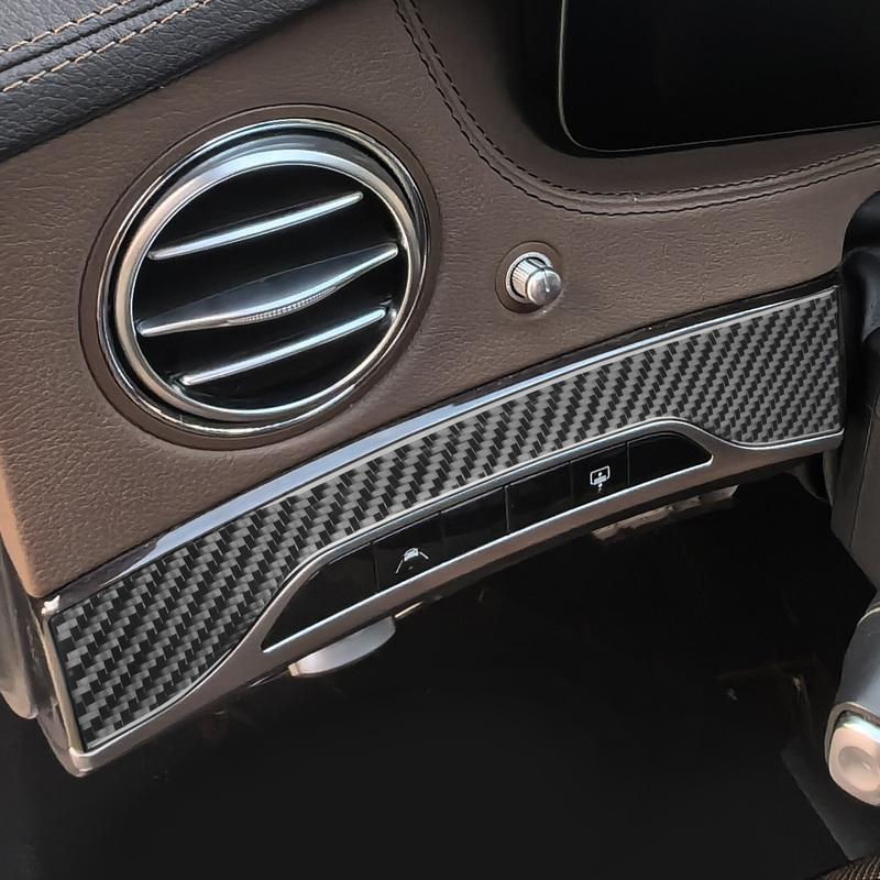 For Mercedes-Benz S-Class W222 2013- Real Carbon Fiber Sticker Dashboard Lane Assist Panel Car Accessories ide Decorative
