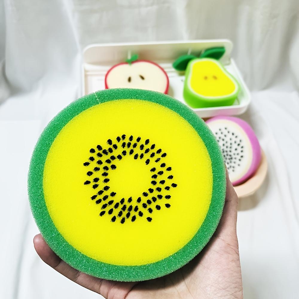 4 шт. Креативные губки для мытья посуды в форме фруктов, утолщенные, для мощного удаления пятен, многофункциональные чистящие подушечки для кухни и ванной комнаты, инструменты для уборки ванной комнаты