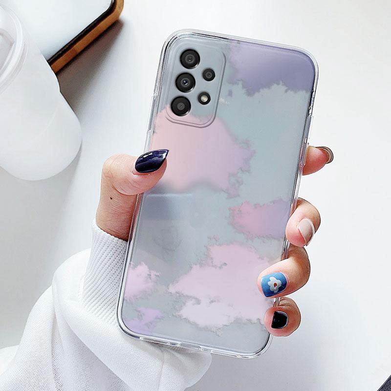 Чехол для телефона Samsung A53 5G A33 Цветочный силиконовый чехол для Samsung Galaxy A73 Fundas Coque Прозрачный мягкий Capas Цветочный ТПУ