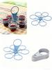 6 Cups Foldable Glass Carousel Holder Coffee Cup Handle Drinking Bottle Bracket Portable Anti Scalding Camping Party Bar Home