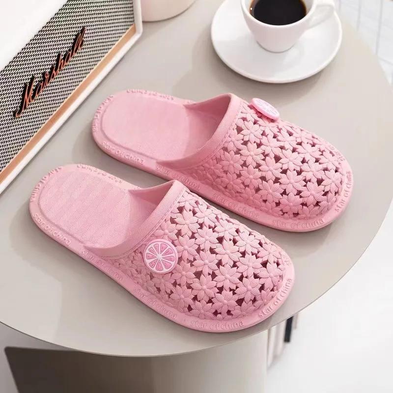 Обувь с полыми отверстиями, женские домашние сандалии с запахом, модная верхняя одежда, тапочки, бесшумная нескользящая обувь для ленивых, корейская летняя обувь