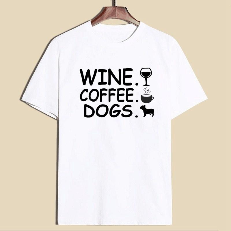 ZIMOXUAN Женская модная повседневная летняя хлопковая футболка, женские футболки с буквенным принтом и короткими рукавами, вино, кофе, собаки, графические футболки
