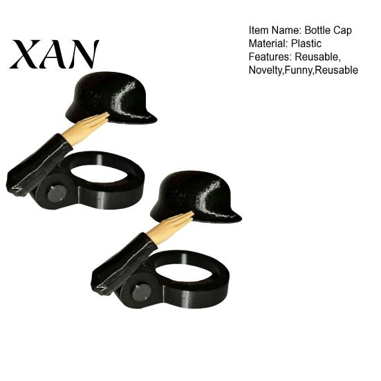 Novelty Beverage Accessories 2Pcs Funny Soldier Helmet Bottle Caps, Plastic Beer Toppers for Standard Durable Caps Bottles, Reusable Salute Cap Party