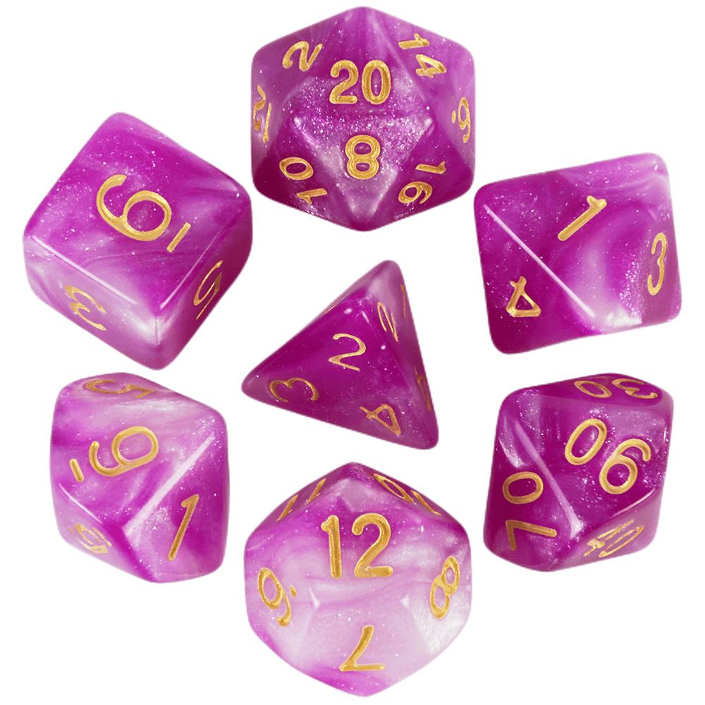Набор из 7 игральных костей DND Polyhedral Dice, разноцветные с блестками, D4 D6 D8 D10 D% D12 D20 для настольных игр DND TRPG, развлекательных игр для вечеринок