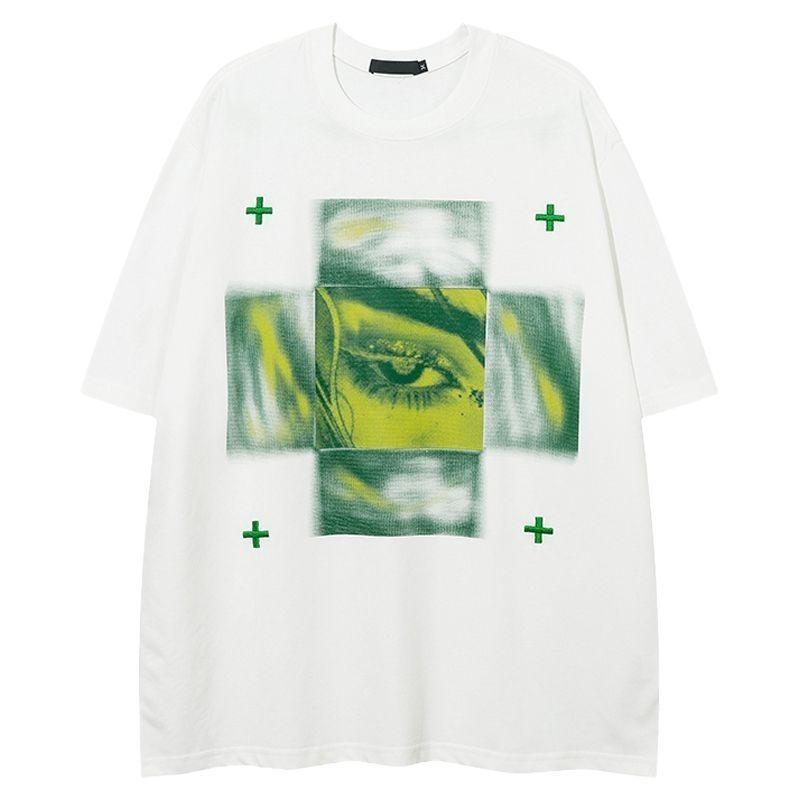 High Street Original Retro Short-sleeved Men's American Trendy Brand Hip-hop Dark Personality Printing Loose Cotton T-shirt