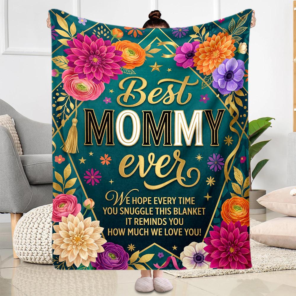Floral Tribute To Mom Flannel Blanket-Soft and Suitable for Sofas,Beds,Offices,Travel,All Seasons,Great Gift for Holidays and Birthdays.