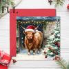 Watercolor Festive Note Cards 24Pcs Christmas Card Set with Envelopes, Hand Painted Animal Holiday Greeting Cards, Party Favor Highland Cow