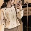 Women's Autumn Lazy Style Color-Block Sweater Loose Versatile Short Designer Long-Sleeve Knit Top