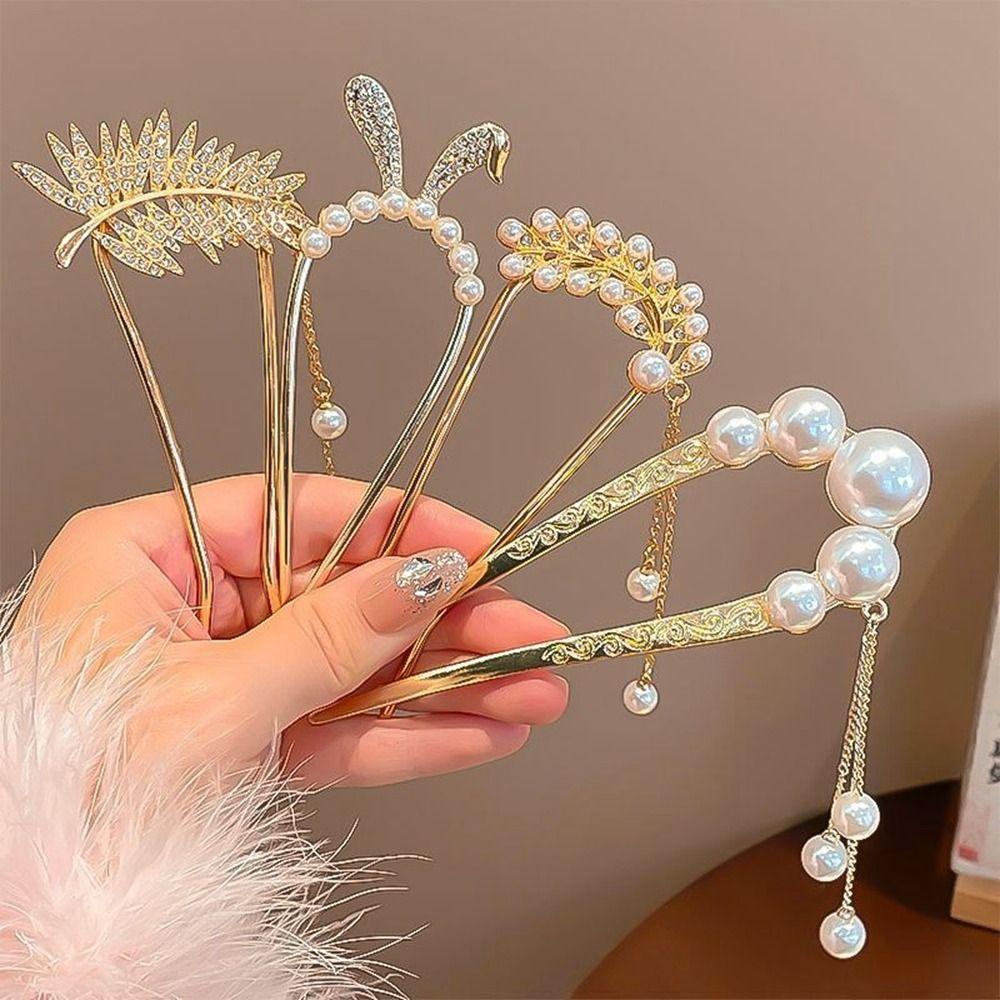 U-shaped Pearl Hairpin Headdress U-shaped Hairpin New Pearl Pendant HairClip Women Girl