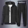 Спортивный и досуговый костюм мужской большого размера, эластичный, облегающий, с капюшоном, модный комплект из двух предметов