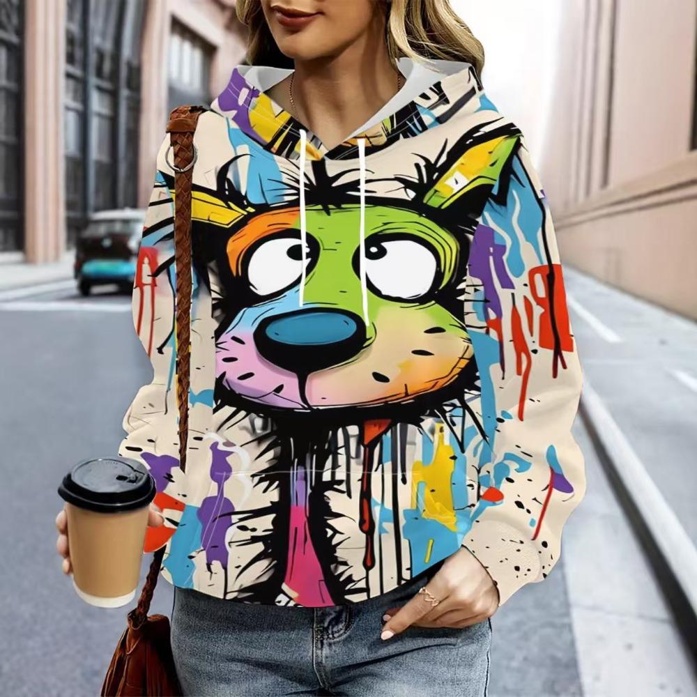 Весенняя толстовка в европейско-американском стиле Винтажный узор с животными Кроликом 3D-печать Толстовка Женская Повседневная Уличная Одежда Свитшот Мужская Одежда Топ