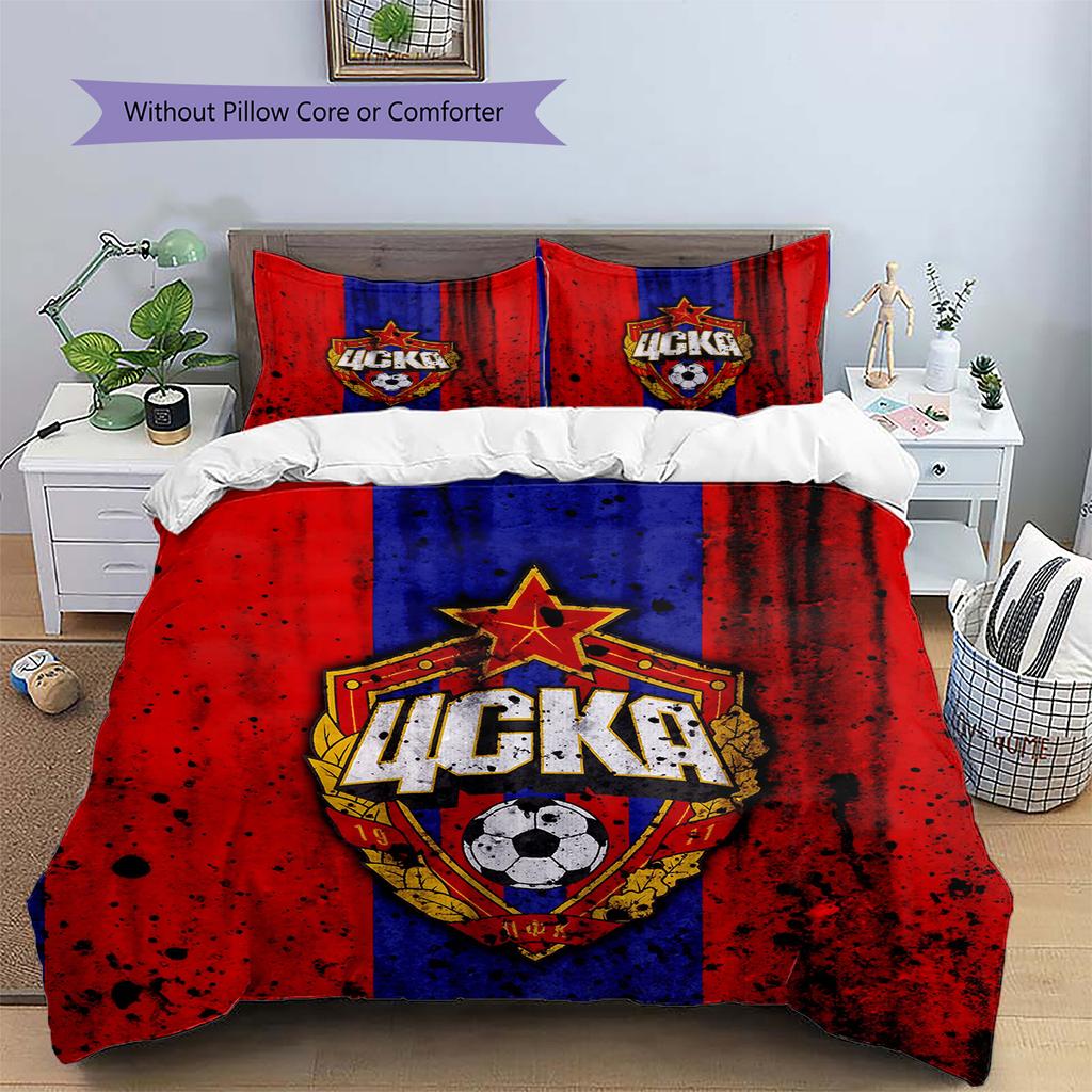 Футбольный клуб ЦСКА Москва Комплект постельного белья с рисунком Одеяло Домашний декор Подарок (1 пододеяльник + 2 наволочки без наполнителя)
