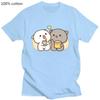 100% Cotton T-shirt Kawaii Mochi Peach Cat Clothing Bubble Tea Graphic Tshirts Casual Summer Tees Camisetas De Muje Short Sleeve