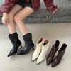 French Pointed High-heeled Short Boots Women's Shoes 2025 New Autumn and Winter Temperament Pleated Piled Boots Stiletto Rivets Small Bare Boots