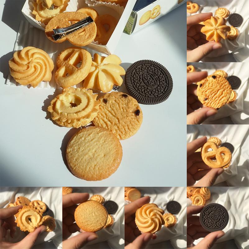 Women Simulation Cookies Handmade Cute Kids Barrettes Adorable Hairpins Funny Hair Clips Hair Accessories Hair Decorate Side Clip