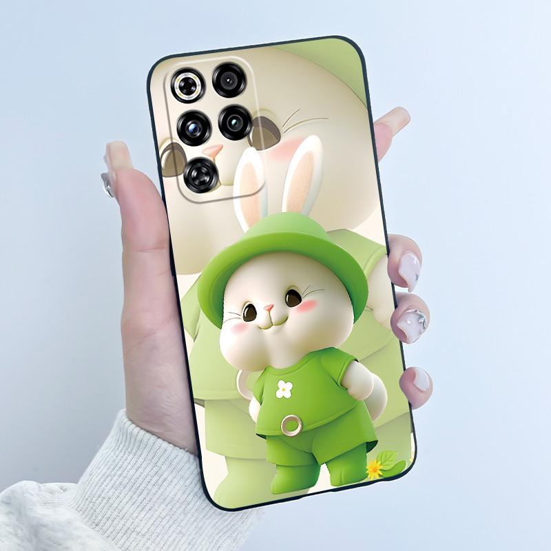 Чехол для ZTE Nubia Red Magic 11 Pro Милый Кролик с Сердечками Смешной Черный Матовый Мягкий Силиконовый Чехол для Телефона RedMagic 11 Pro + Плюс