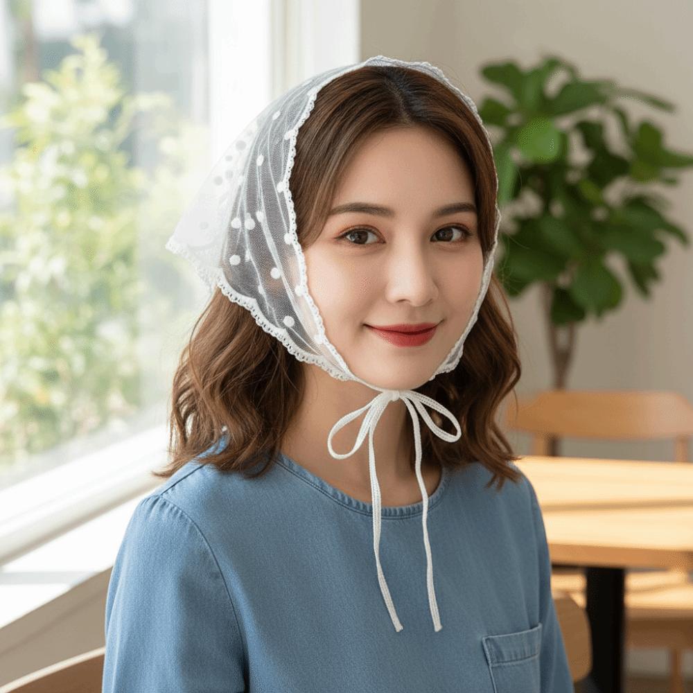 Floral Lace Hair Scarf White Triangle Scarf Countryside Headscarf Women Accessories