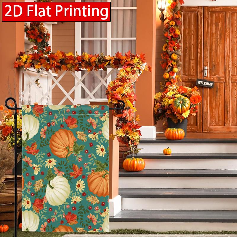 2D Flat - 2D Flat-Autumn Thanksgiving Maple Leaf Sunflower Welcome Garden Flag Outdoor Garden Flag, Double-Sided Home Decoration Courtyard Decoration