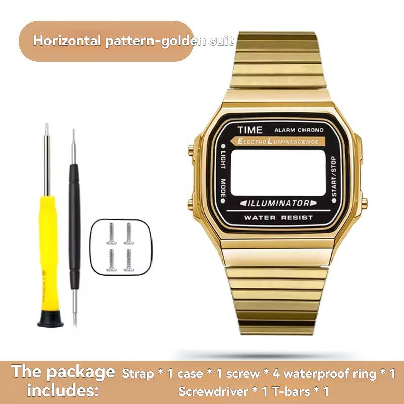 Для модификации корпуса Casio A168 полностью металлический корпус A168WGG-1B A168WEM ремешок безель водозащитное кольцо комплект Прочный комплект для модификации из нержавеющей стали