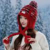 Вязаные шапки-бини Шапки Жаккардовые Женская шерстяная шапка Милая шапка с защитой ушей Для улицы