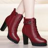 Fashion Shoes for Women Winter Women's Boots Solid Color Round Toe Zipper Lace Up Buckle High Heels Water Proof Shoes Women