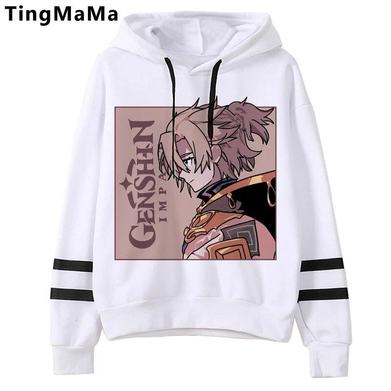 Xiao Genshin Impact Толстовки Унисекс Kawaii Мультфильм Harajuku Genshin Уличная одежда Хип-хоп Ху Тао Толстовка с графикой Унисекс Толстовки Мужской Унисекс