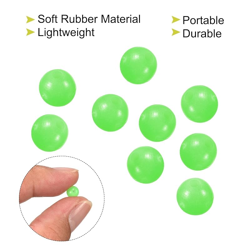 PATIKIL Luminous fishing beads that glow in the dark 6mm 100 pieces soft rubber look beads round type catfish punch bait rig For freshwater/seawater