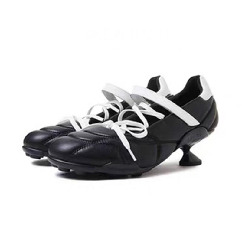 Версия из овчины~ Межзвездная серия серебристые шнурки бант спортивный стиль балетки нишевая кожа туфли-лодочки на высоком каблуке женские