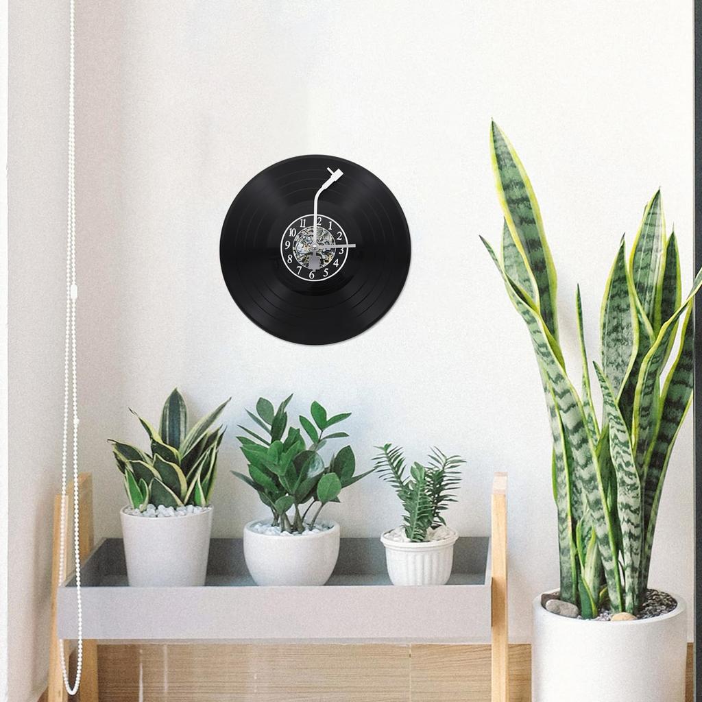 Homoyoyo Настенные часы из виниловой пластинки, 12 дюймов, 335 г, Ретро Декор, Бесшумные настенные часы для спальни/гостиной, Легкая установка, Настенные часы для интерьера