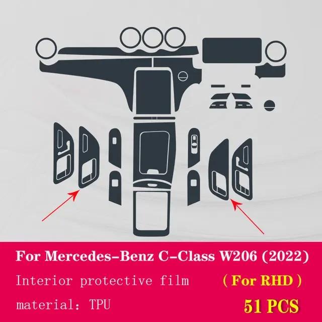 Для Mercedes-Benz C-Class W206 Автомобильный интерьер Центральная консоль Прозрачная ТПУ Защитная пленка Антицарапина Ремонтная пленка Аксессуары