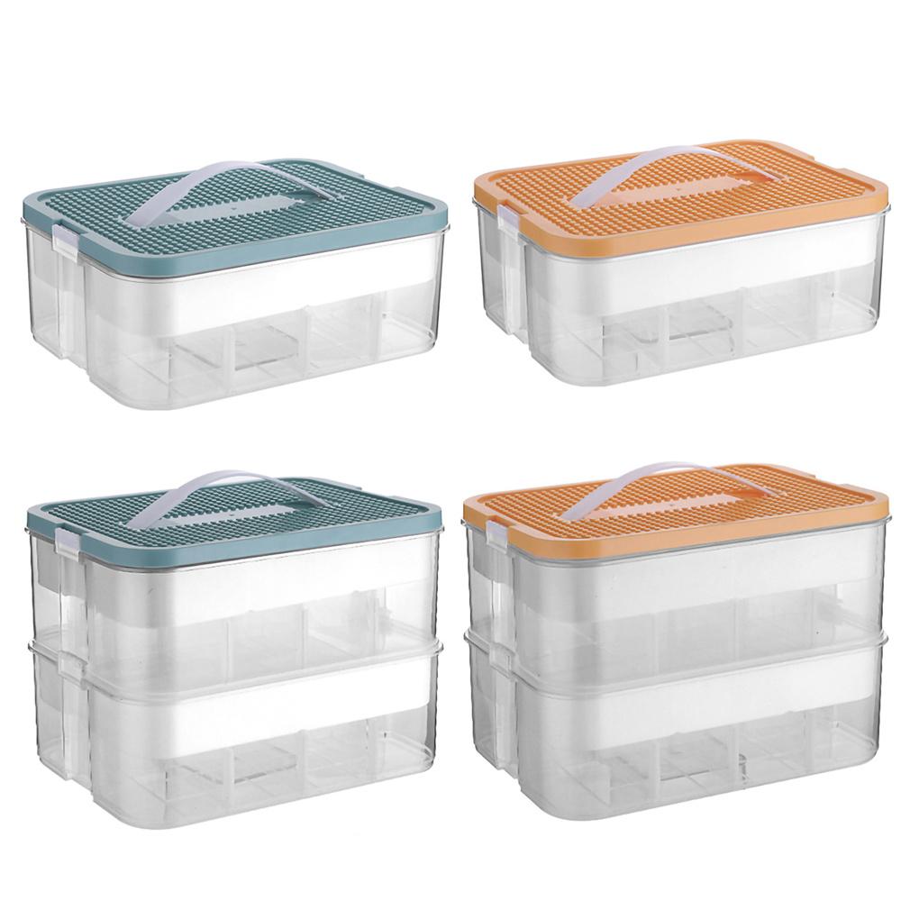1/2 Layer Kids Building Block Storage Box Adjustable Lego Compatible Storage Box Whit Handle Transparent Toy Storage Box