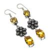 Natural Citrine Gemstone Handmade 925 Sterling Silver Jewelry Earring 2.60" e6H67