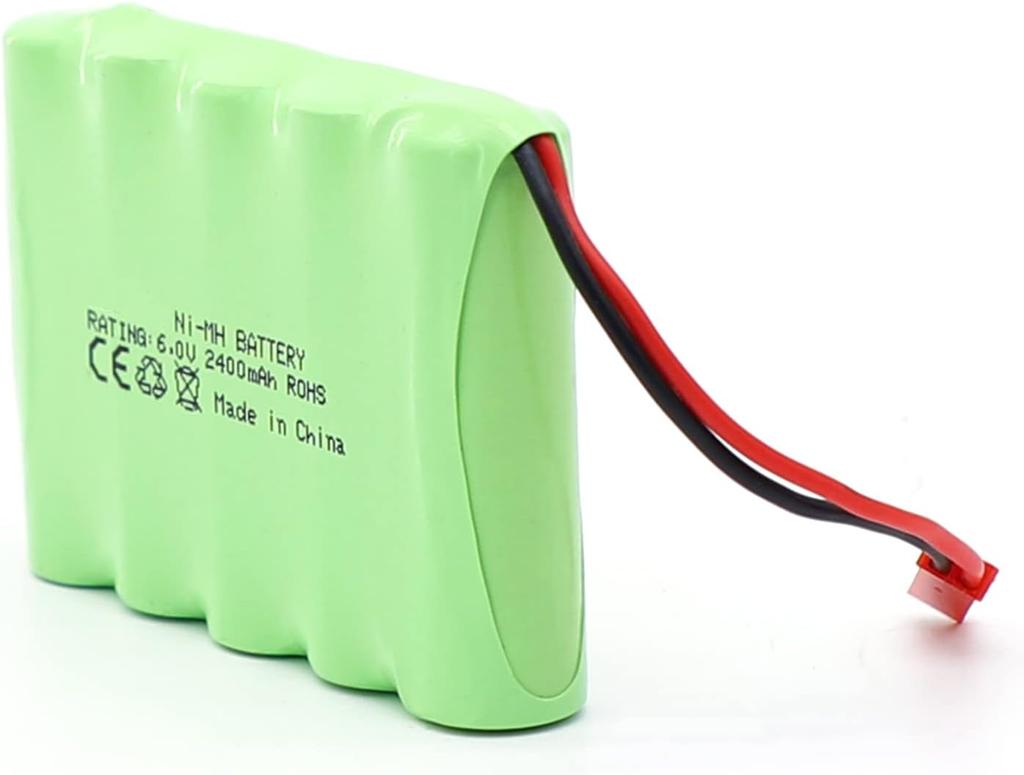 RC Battery 6V 2400mAh Rechargeable Ni-MH AA with JST Plug – For RC Cars, Boats, Tanks, Power Tools