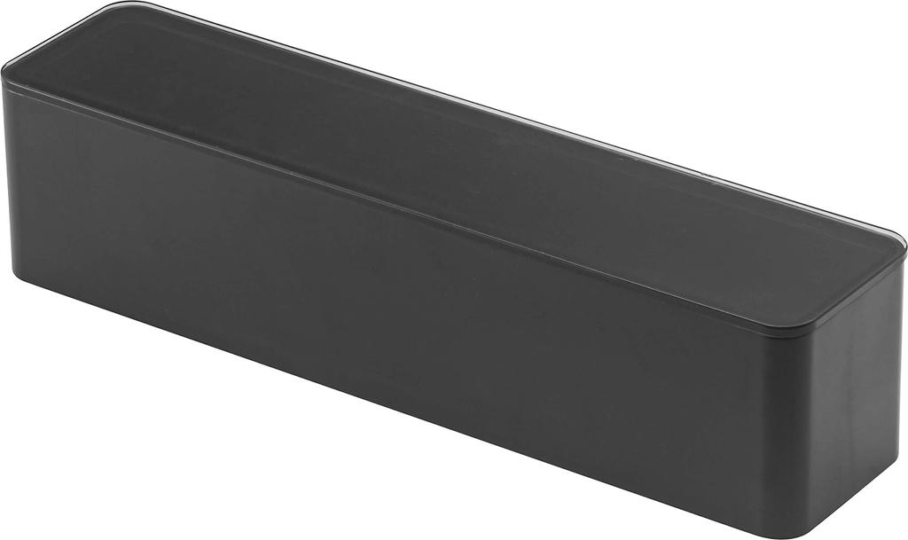 Yamazaki Jitsugyo Cutlery Case with Lid Long Black Approx. W32.8 X D7.7 X H7.8cm Tower Dust Prevention with Dividers 5885