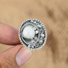 Natural Rainbow Moonstone 925 Silver Multi Stone Adjustable Ring For Girls