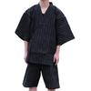 Jinbei Cotton Linen Pajamas Stylish Loungewear Summer Gift for Striped LL No-brand Men's Set, Father's Day, Black,
