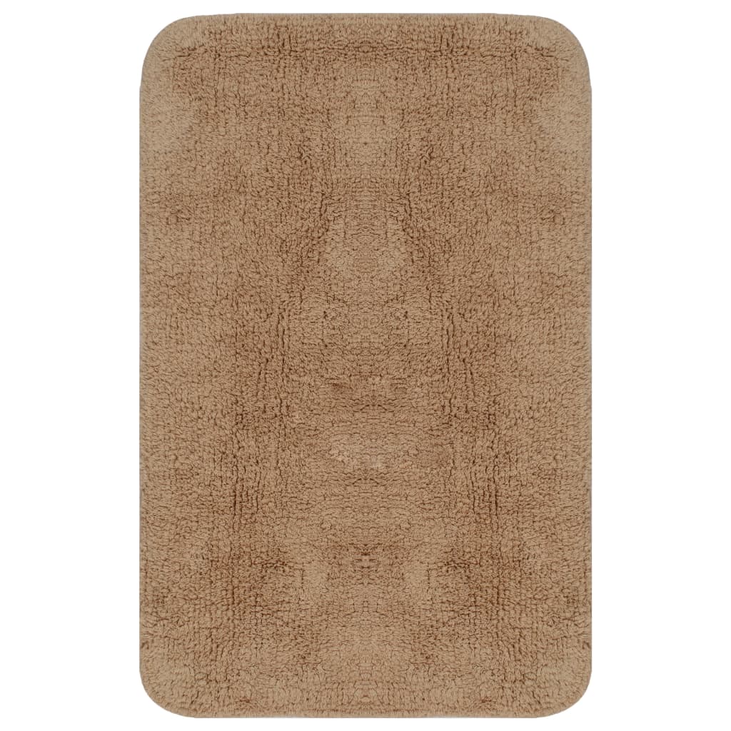 Bath Mat Set 2 Piece Fabric Beige