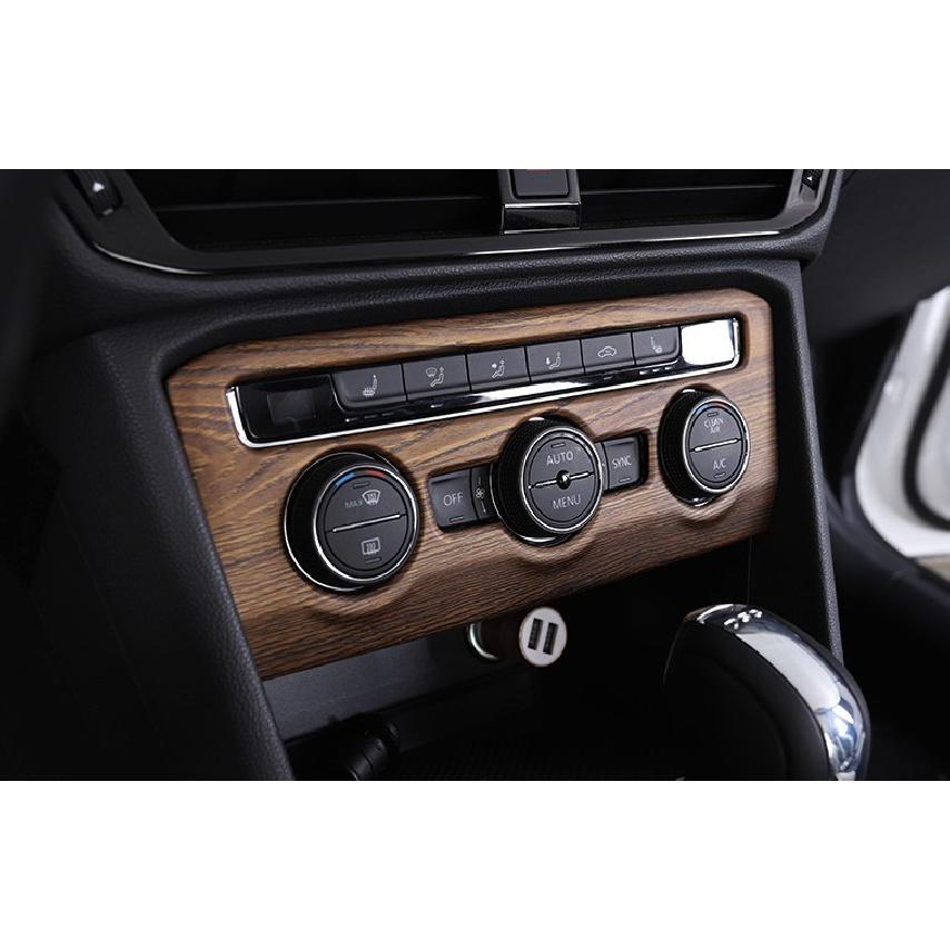 For Volkswagen Tiguan 2017-2021 Wood Grain Central Console AC Switch Panel Trim