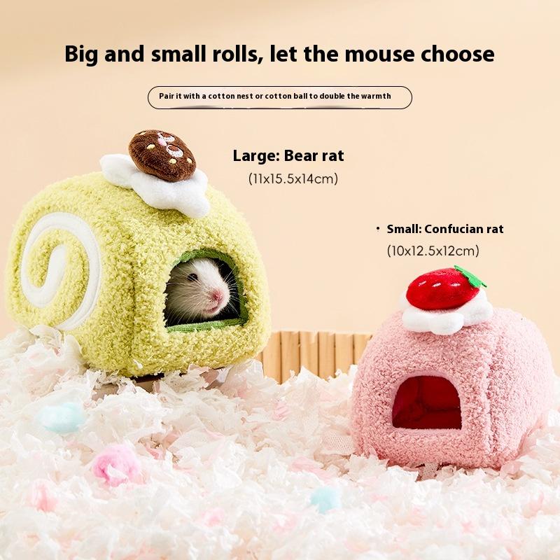Милые десерты Торт Плюшевый домик для хомяка Клетка для мелких животных Ландшафтные принадлежности Домик для мыши Гнездо для мелких питомцев Игрушка для питомца Укрытие