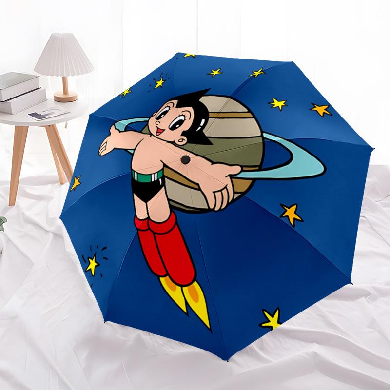1 шт. Зонт-автомат Astro Boy с космическим кораблем, прочный железный каркас, компактный дорожный зонт - Идеальный подарок для женщин, мужчин a0829142