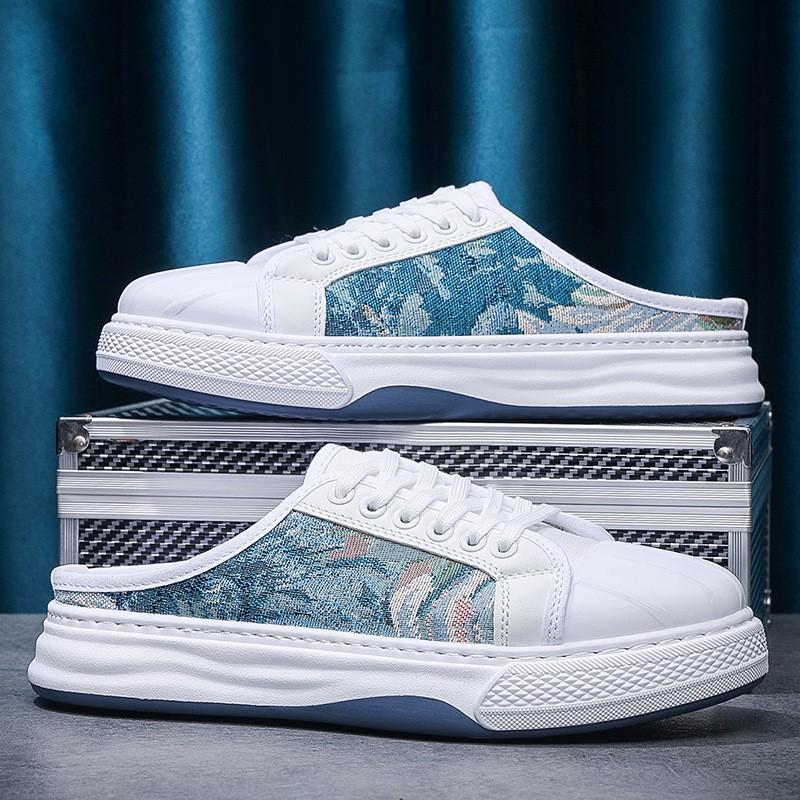 Летние новые дышащие тапочки baotou, мужская мода, повседневная парусиновая ленивая обувь на толстой подошве для студентов, мужская обувь D275