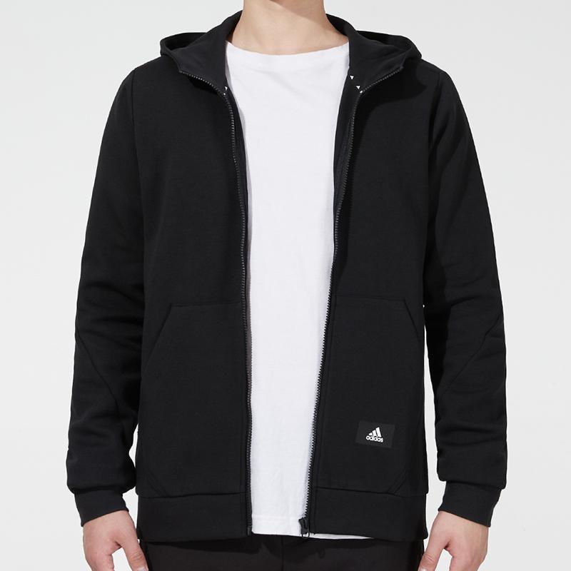 Adidas Essentials флисовая толстовка с капюшоном двойной вязки на молнии, мужская верхняя одежда, черная HA1416