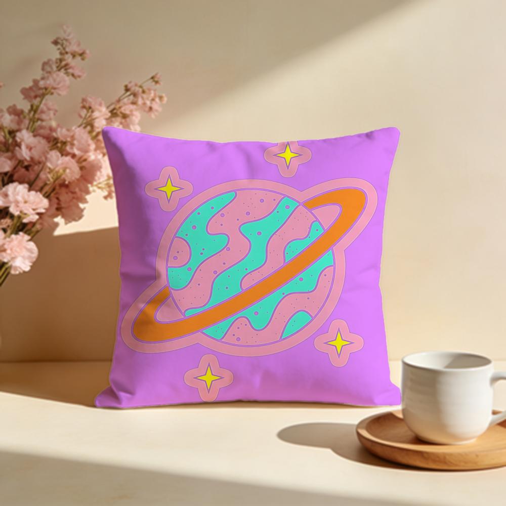 Whimsical Cartoon Planet Cushion Cover Soft Pillow Cases for Home Bedroom Living Room Sofa