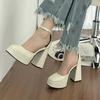 Platform High Heels for Women  Shoes 2024 Autumn New Ladies Round Toe Buckle Strap Pumps Elegant Female Shoes
