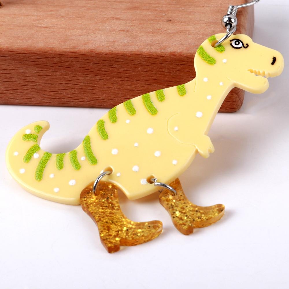 Cute Cartoon Dinosaur with Boots Acrylic Drop Earrings for Women Funny Tyrannosaurus In High Heels Dangle Earring 2026 Jewelry