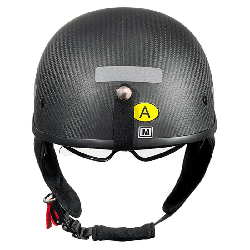 Vintage Style 3K Carbon Fiber Helmet - Integrated Drop-Down Sun Visor & Quick-Release,,12-Month Warranty