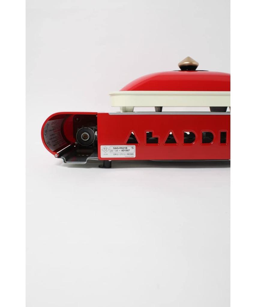 Aladdin Portable Gas Hot Plate Petit Pan Cassette Cylinder Type with 2 Plates Flat Plate 2 Color Pot Page X Sengoku Aladdin Recipe Book Red / [Orange