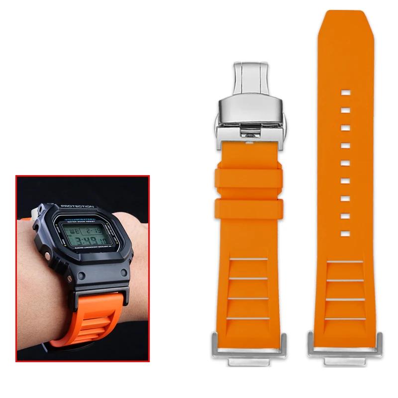 Классический модифицированный фторкаучуковый ремешок для часов Casio DW5600 DW-5600 GW-B5600 GW-M5610 GA 110 100 120 GA2100 Series водонепроницаемый