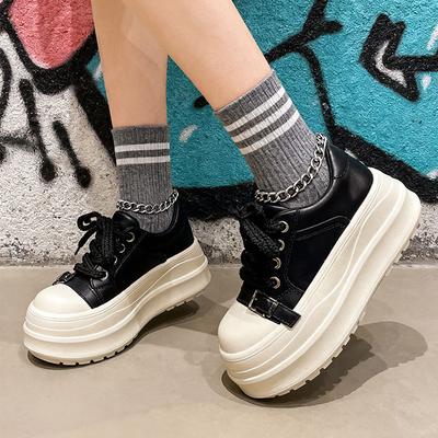 Маленькие туфли на платформе, корейская версия повседневной обуви, новые универсальные и уродливые спортивные туфли на осень 2025 года, увеличивающие рост