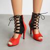 Женские новые модные туфли на каблуках, удобные ботильоны на шнуровке, туфли на шпильках, джазовые танцевальные женские туфли, красные, сексуальные туфли на шпильках, большие размеры
